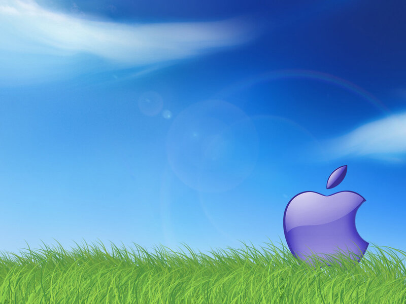 Apple logo on grass