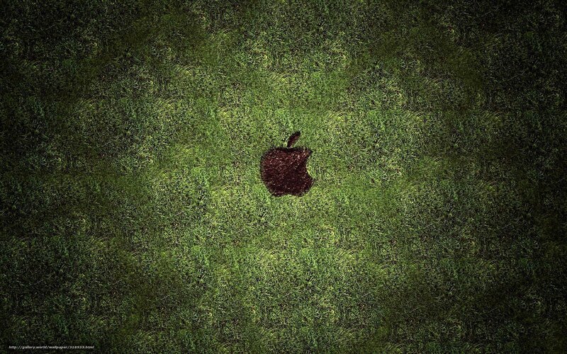 Apple Logo on Grass — Green