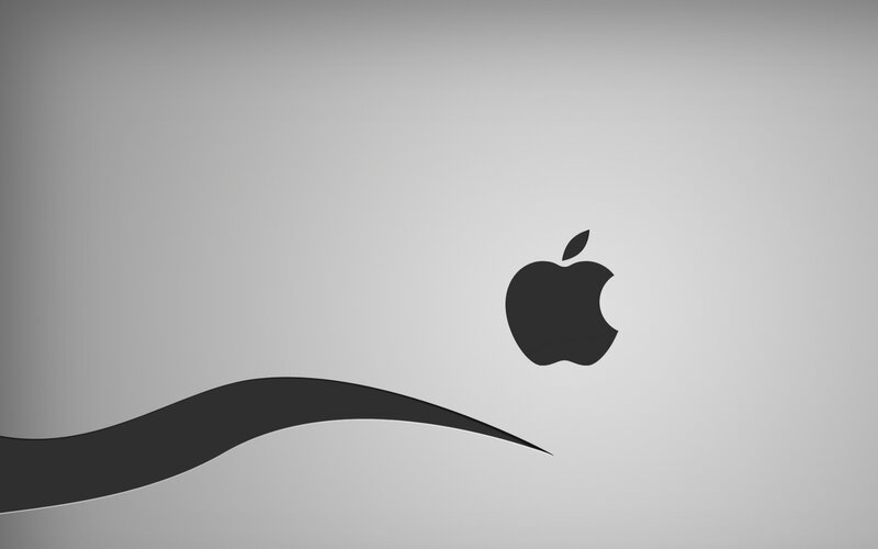 Apple logo on gray background