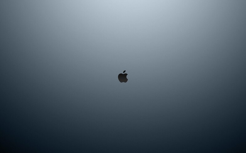 Apple logo on gray background