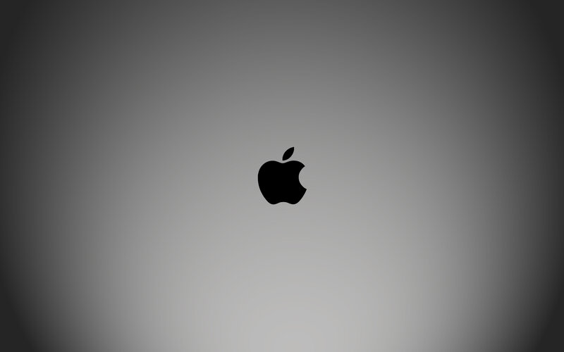 Apple logo on gray background