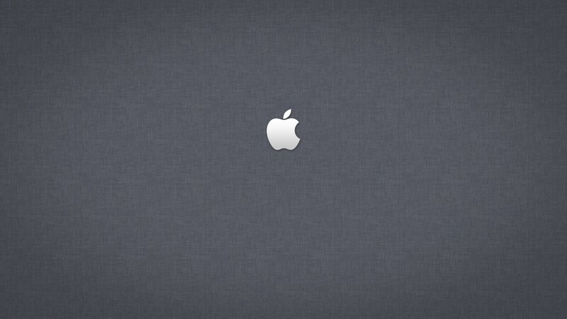 Apple logo on gray fabric