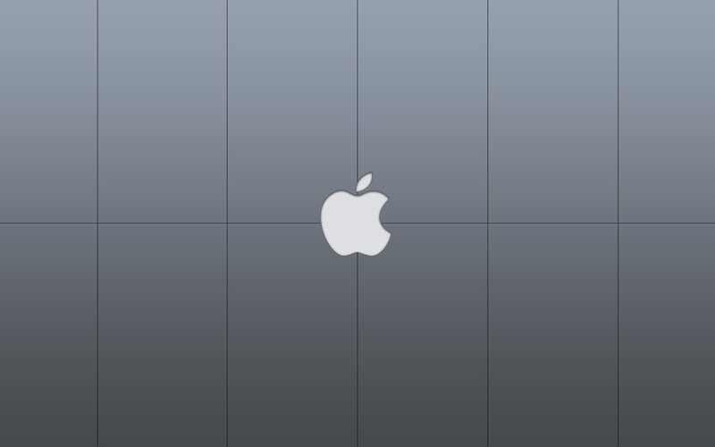Apple logo on gray tiles