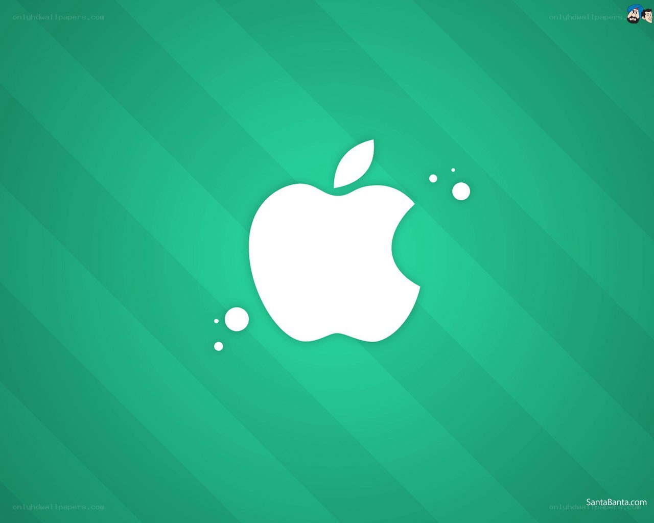 Apple logo on green background