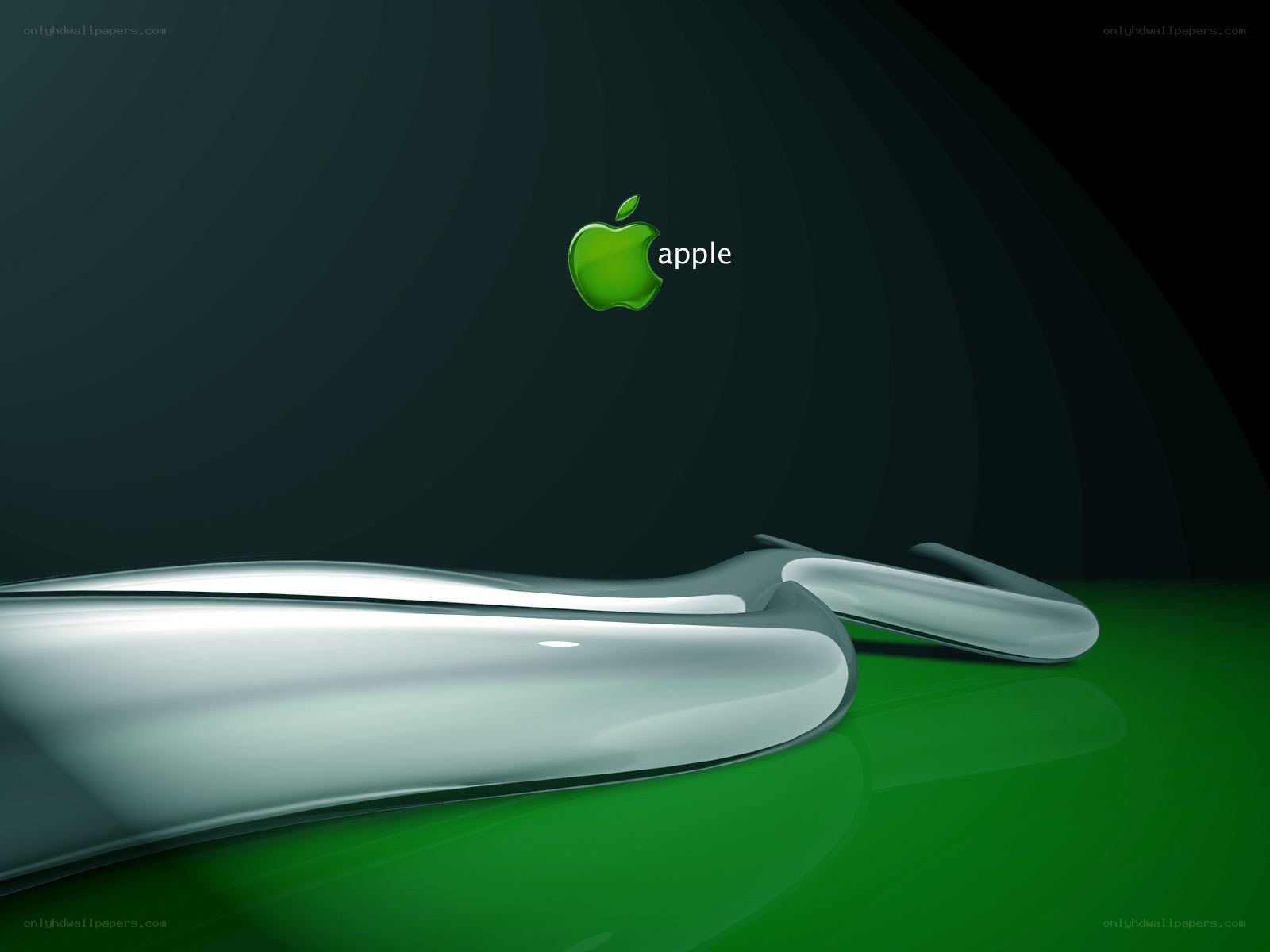 Apple logo on green background