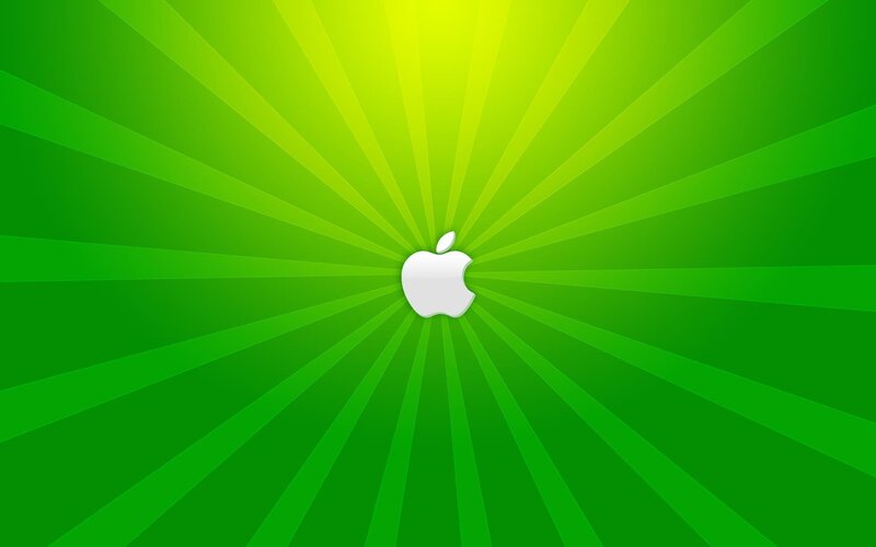Apple logo on green background
