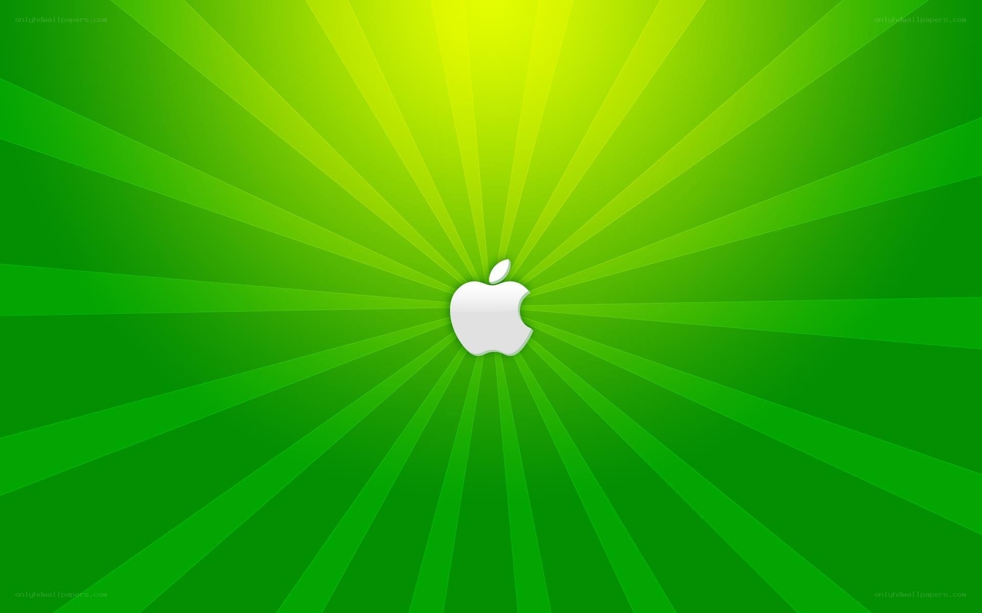 Apple logo on green background