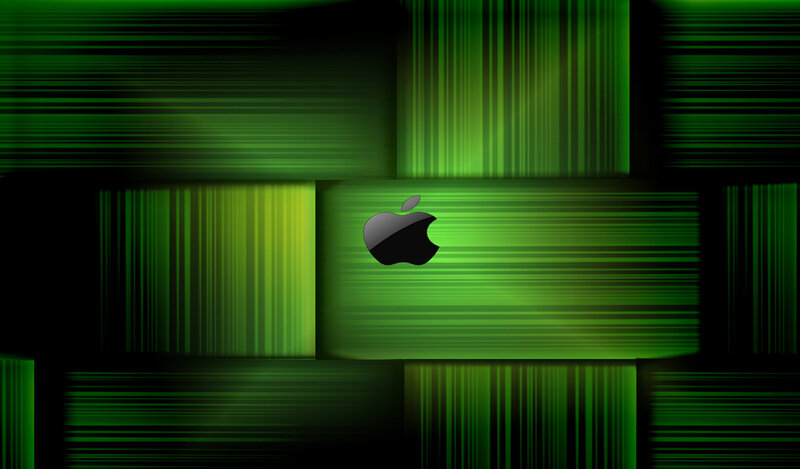Apple Logo on Green Background — Dark