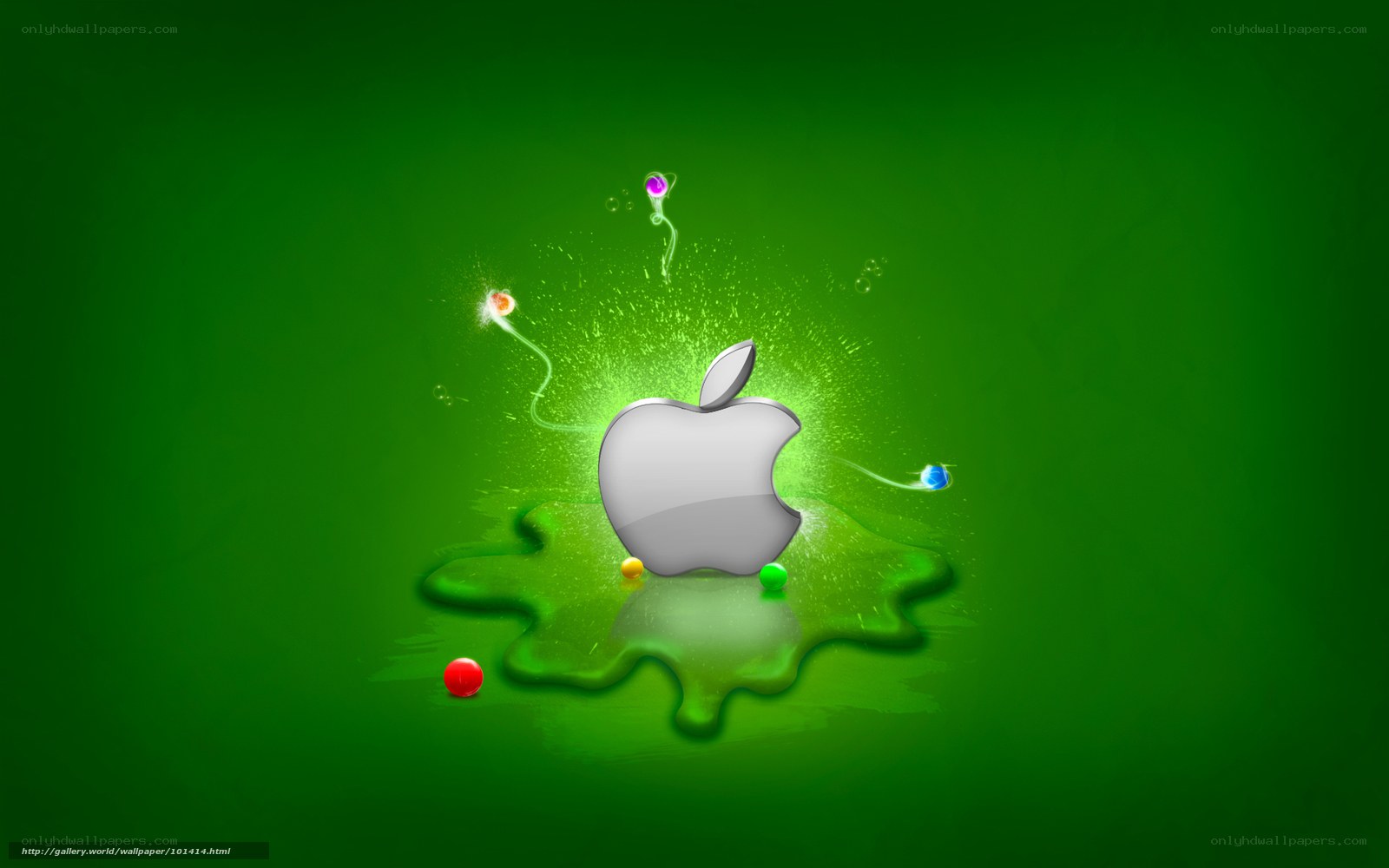 Apple logo on green background