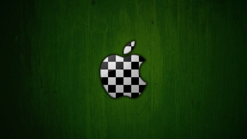 Apple Logo on Green — Minimalist, Digital Art