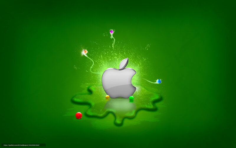 Apple Logo on Green — Vibrant, Digital Art