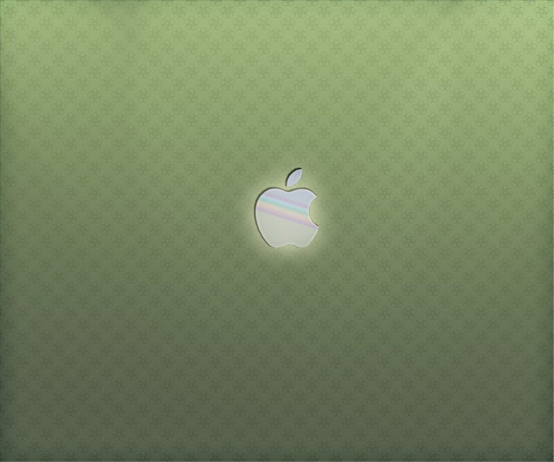 Apple Logo on Laptop — Green, Minimalist