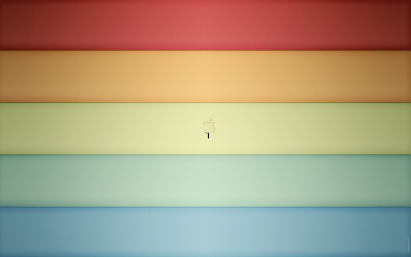 Apple Logo on Laptop — Red, Calm