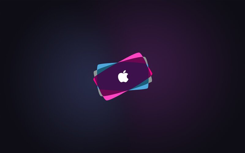 Apple Logo on Layered Shapes — Purple, Minimalist, Digital Art, Pink