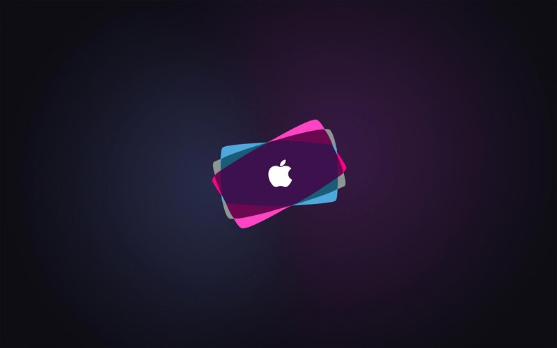 Apple Logo on Layered Shapes — Purple, Minimalist