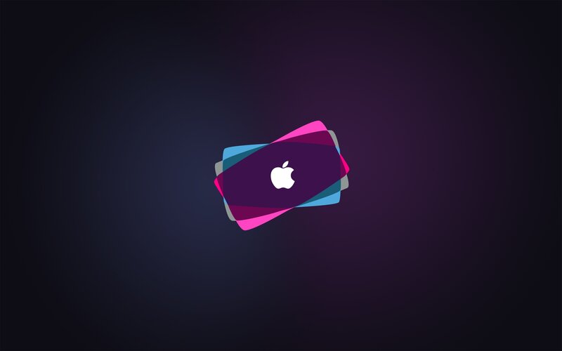 Apple Logo on Layered Shapes — Purple