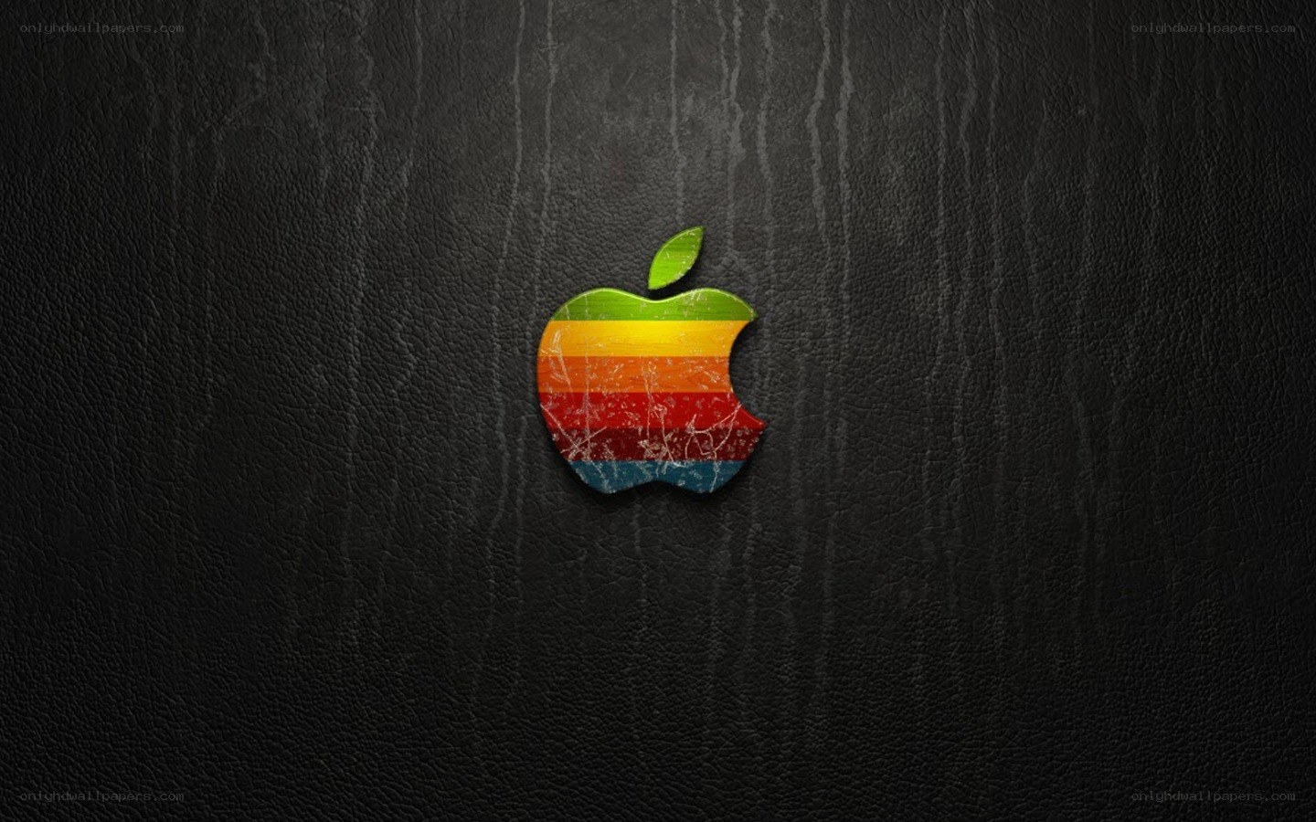 Apple logo on leather background