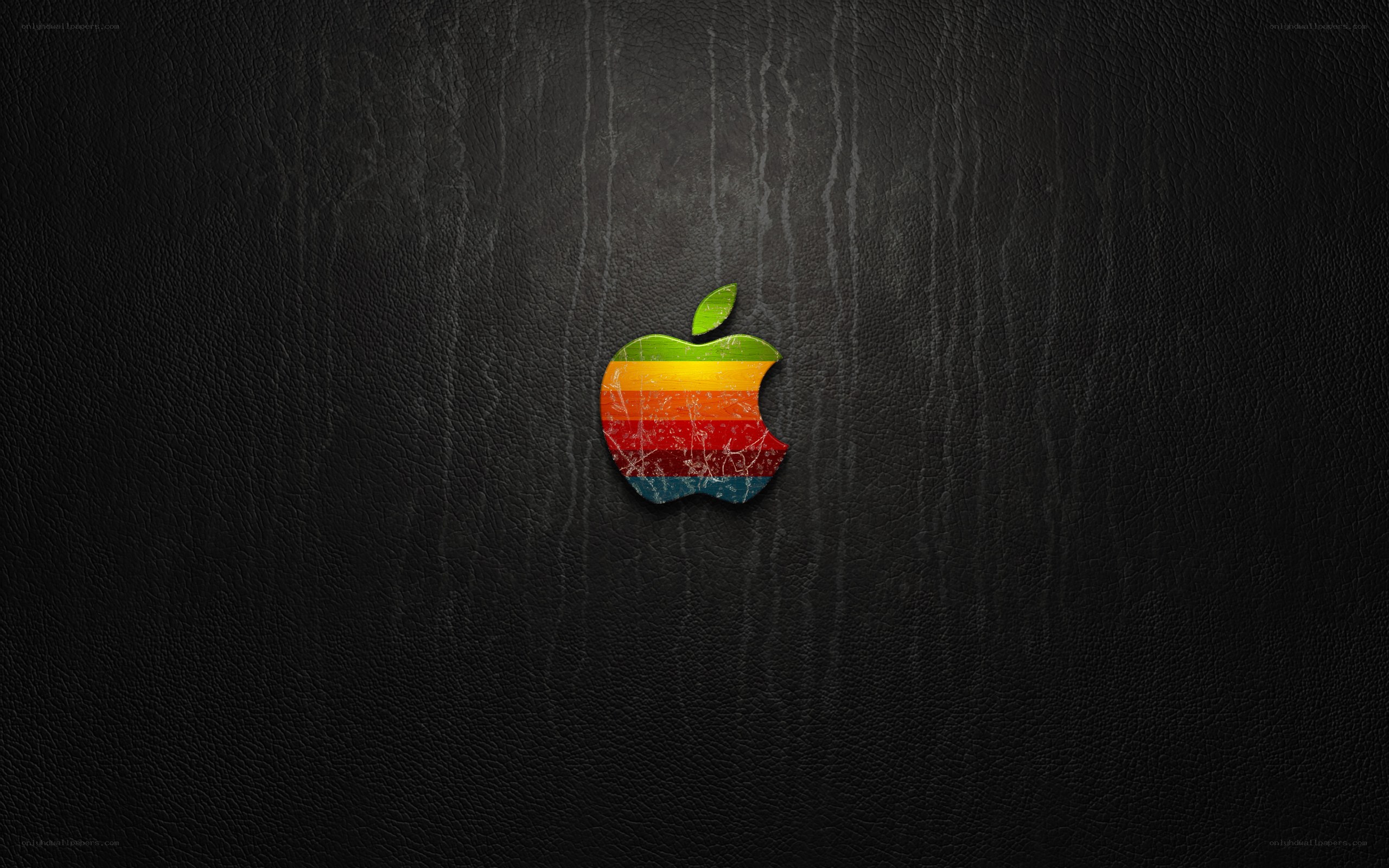 Apple logo on leather background