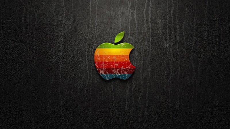 Apple logo on leather background