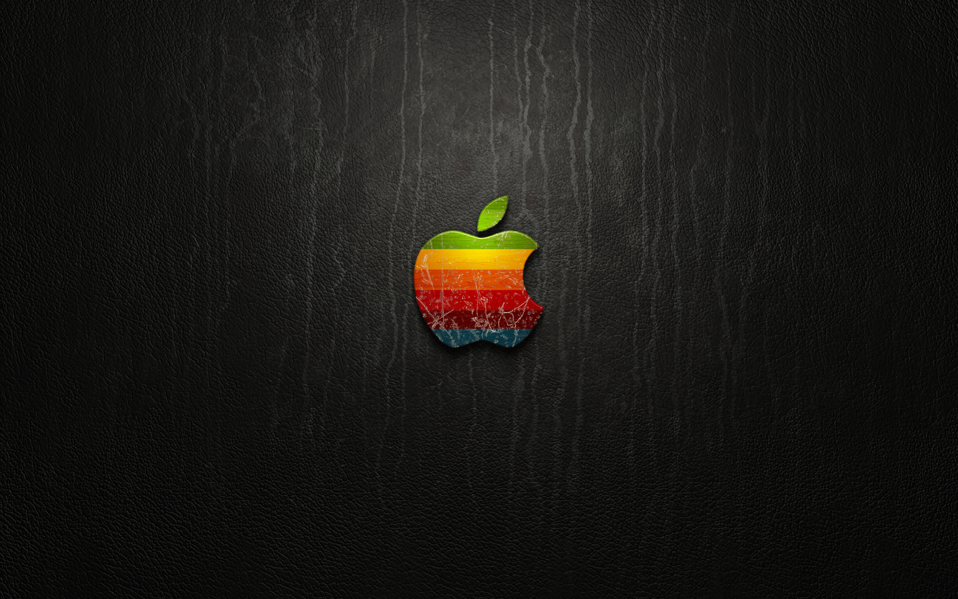 Apple logo on leather background