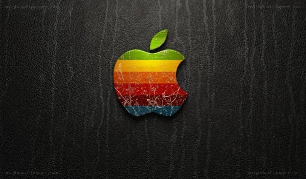Apple logo on leather background