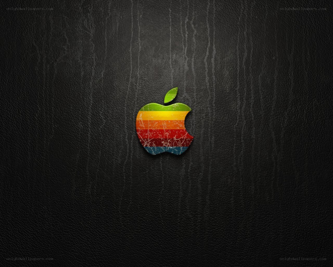 Apple logo on leather background