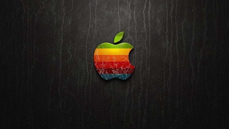 Apple logo on leather background
