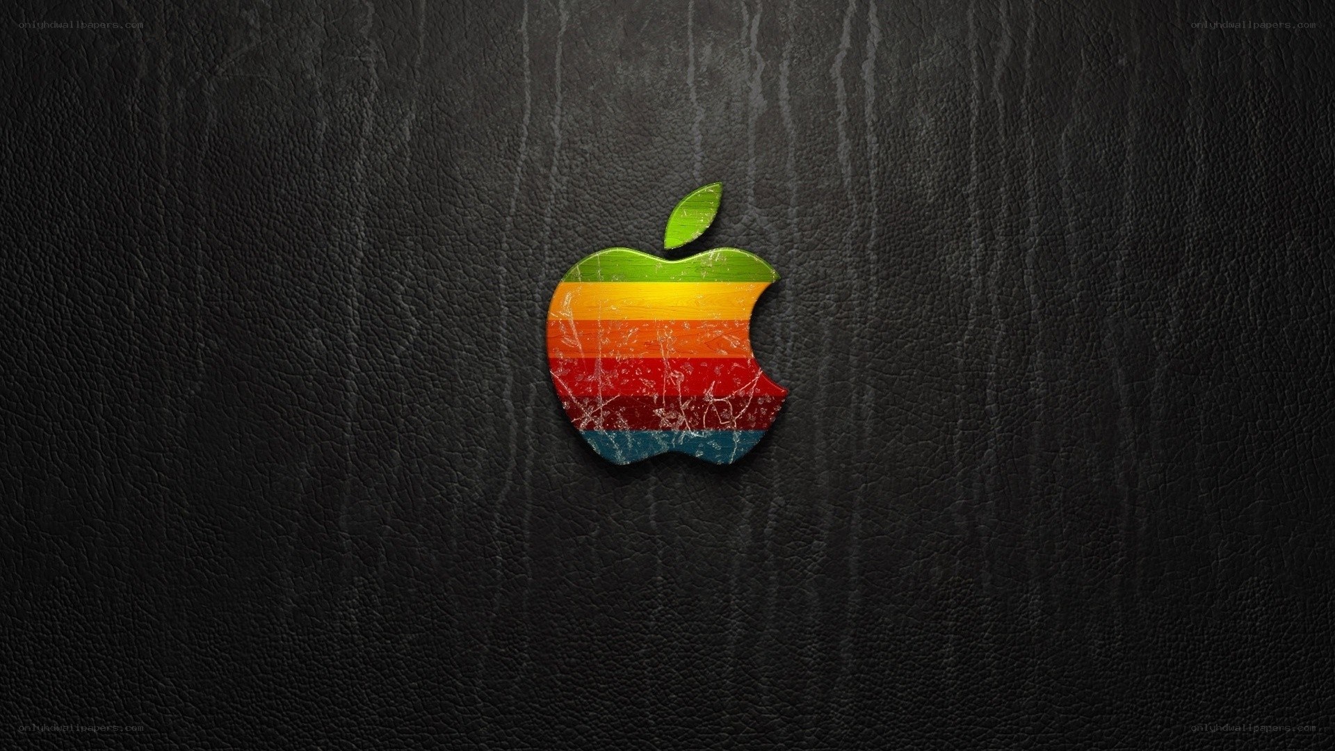 Apple logo on leather background