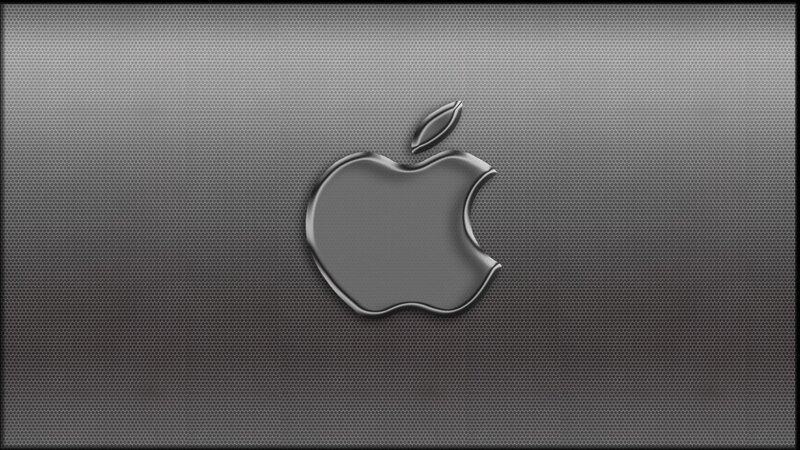 Apple Logo on Metal — Gray, Minimalist, 3d Render, Metal Surface
