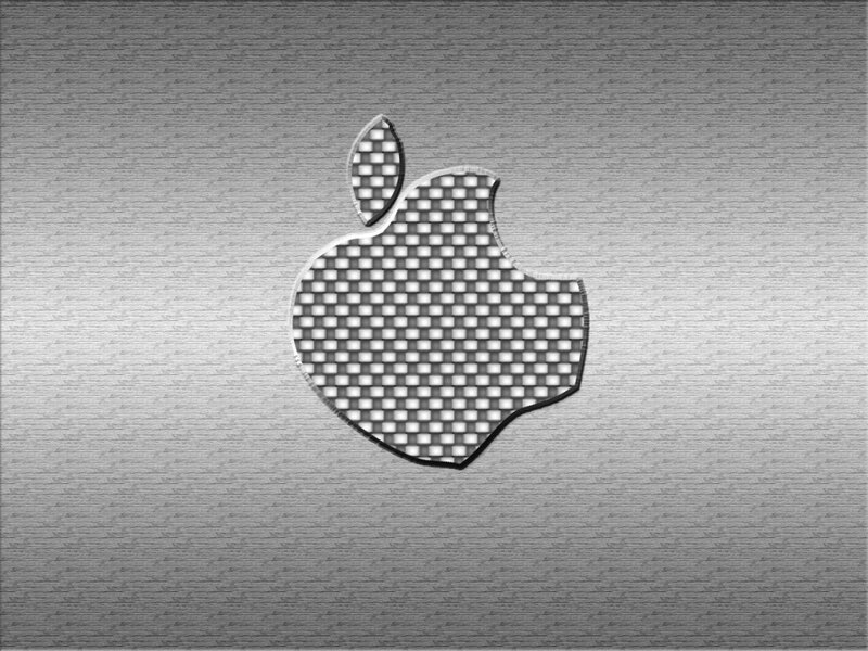 Apple Logo on Metal — Gray, Minimalist, Digital Art, Metal Surface