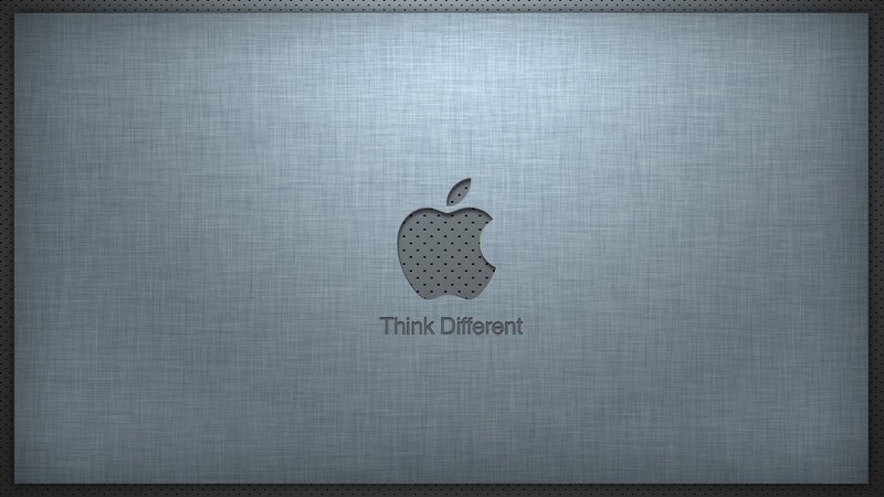 Apple Logo on Metal — Gray, Minimalist, Digital Art, Text