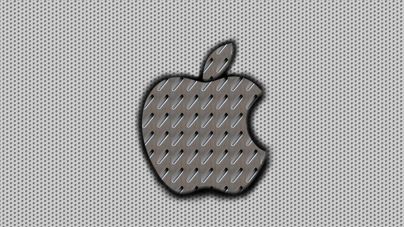 Apple Logo on Metal — Gray, Neutral, Digital Art