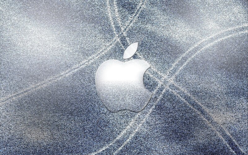 Apple Logo on Metal — Silver, Minimalist, Digital Art