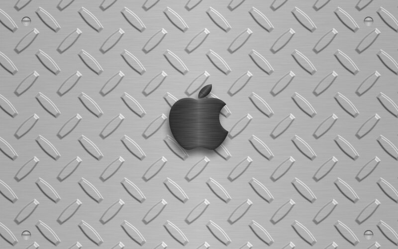 Apple logo on metal surface