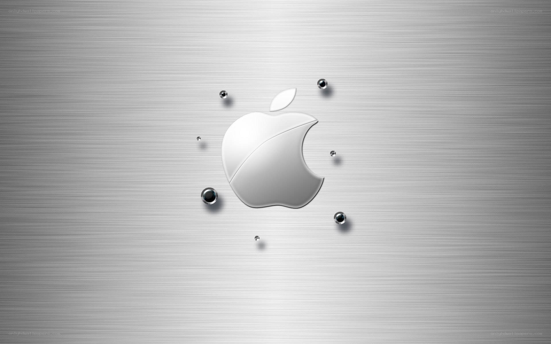 Apple logo on metal surface