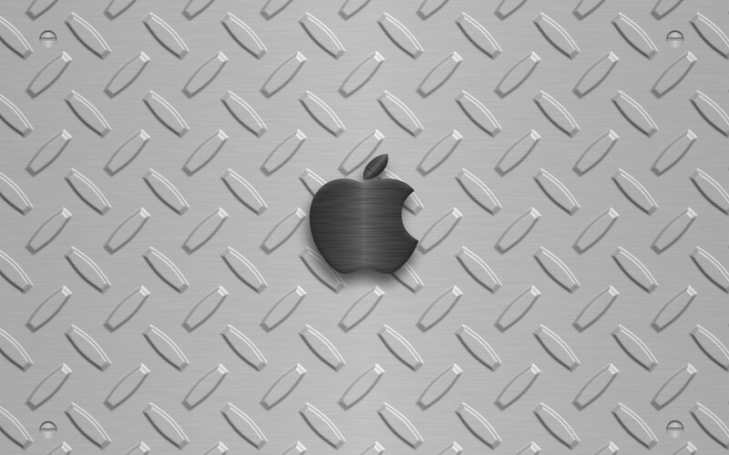 Apple logo on metal surface