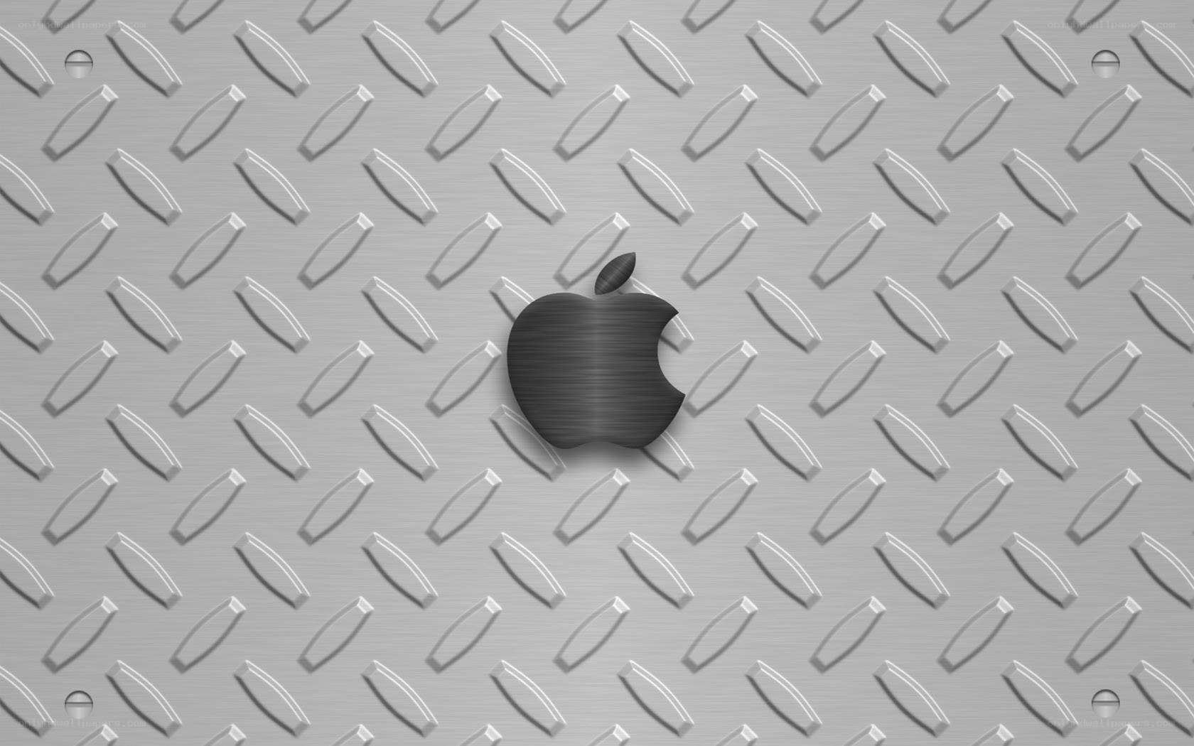 Apple logo on metal surface