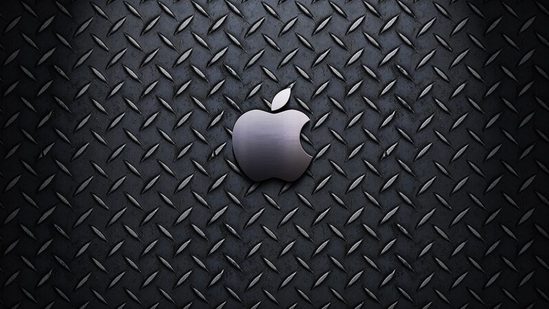 Apple logo on metal surface