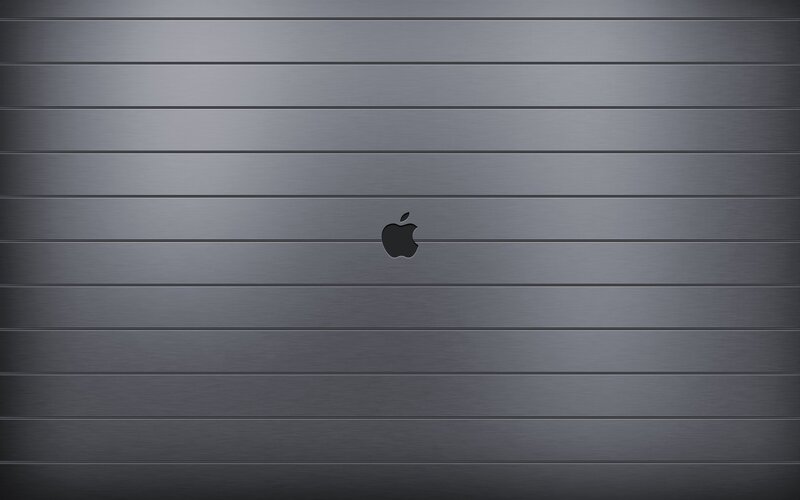 Apple Logo on Metal Surface — Gray, Neutral, Minimalist, Black