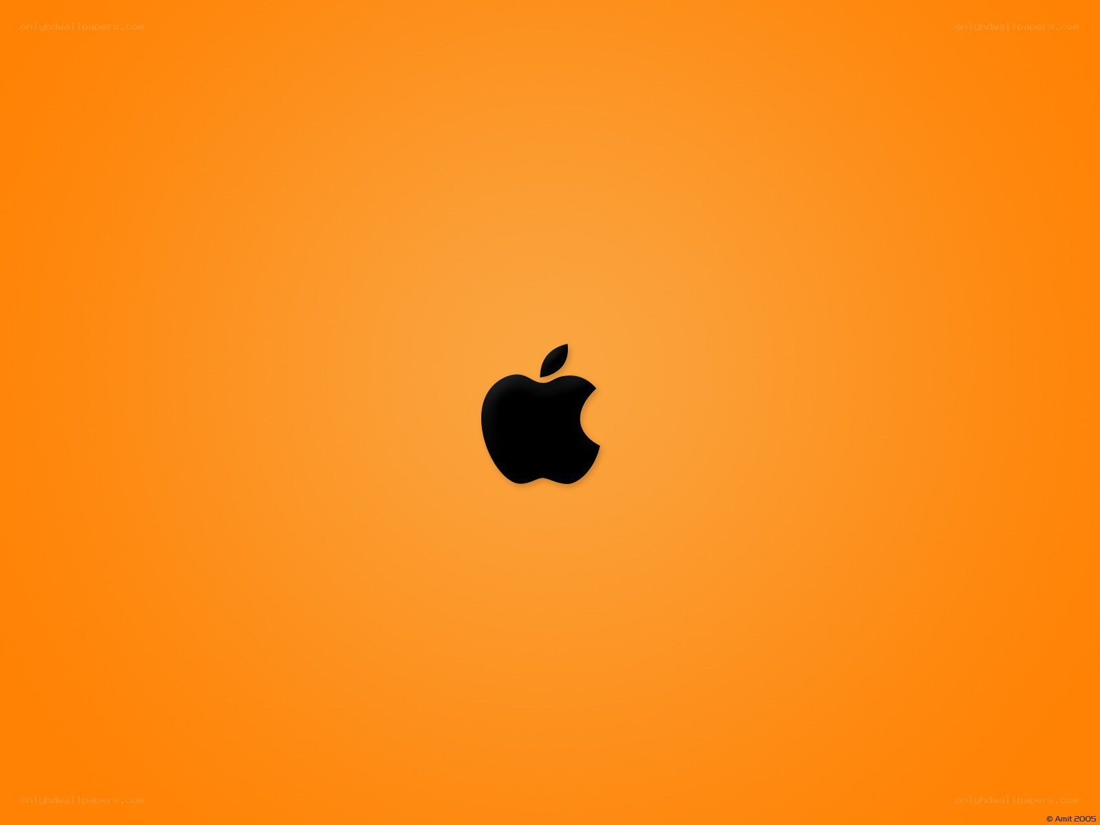 Apple logo on orange background