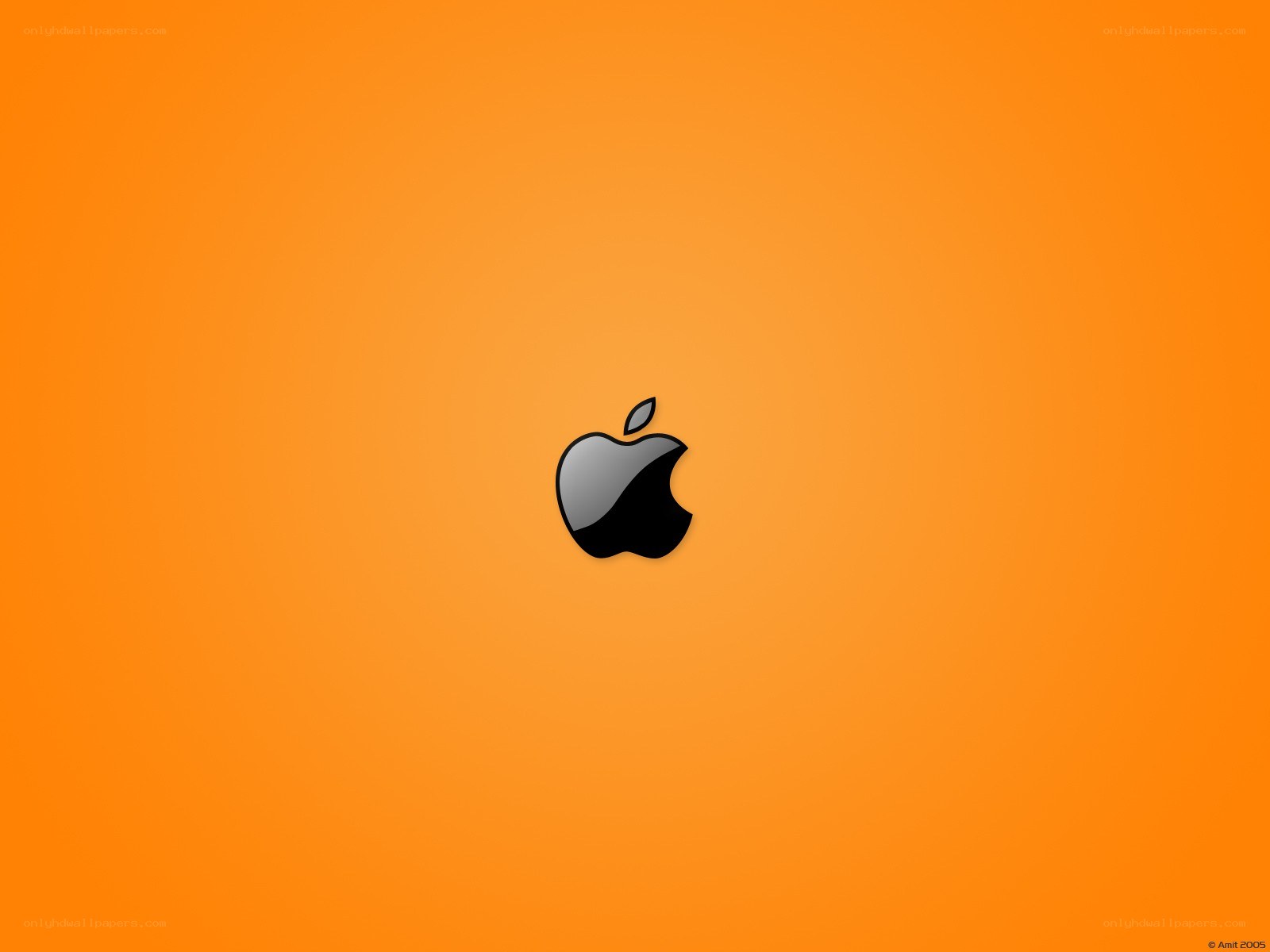 Apple logo on orange background