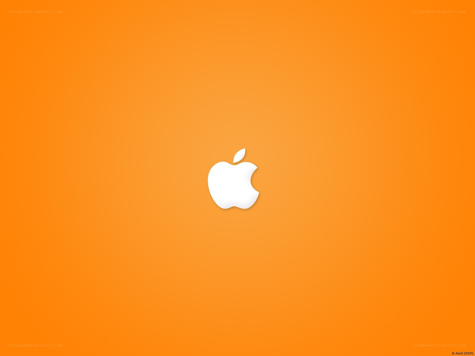 Apple logo on orange background
