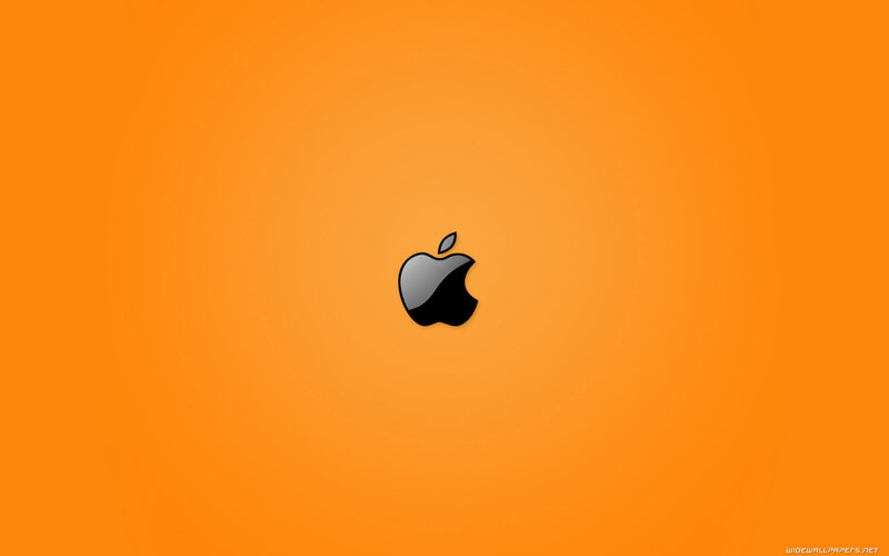 Apple logo on orange background
