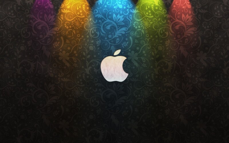 Apple Logo on Patterned Background — Black, Dramatic