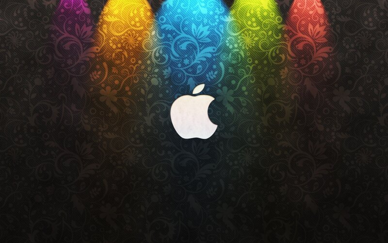 Apple Logo on Patterned Background — Black