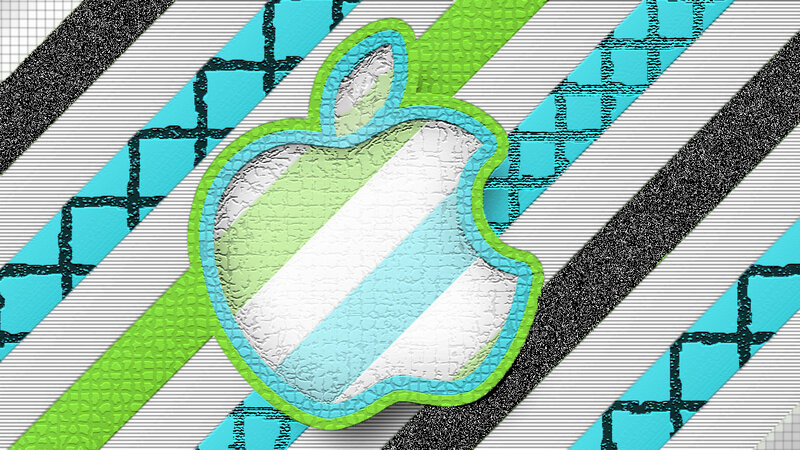 Apple Logo on Patterned Background — Green, Geometric