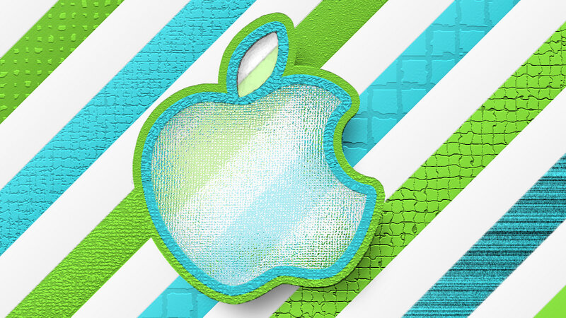 Apple Logo on Patterned Background — Green