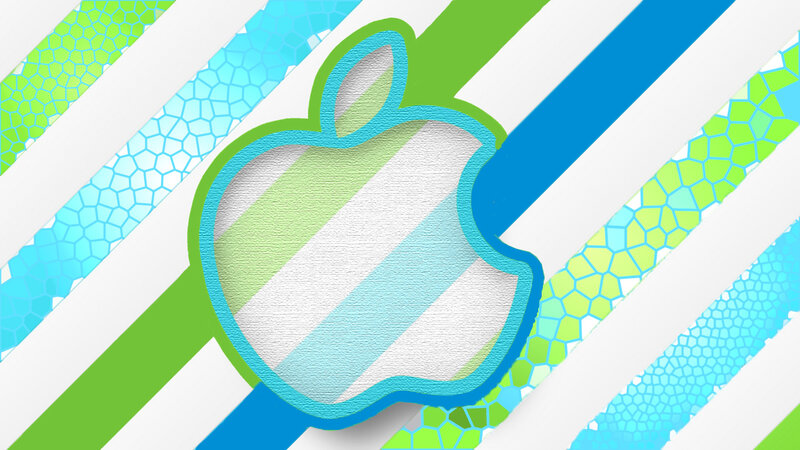 Apple Logo on Patterned Background — Green, Vibrant, Modern