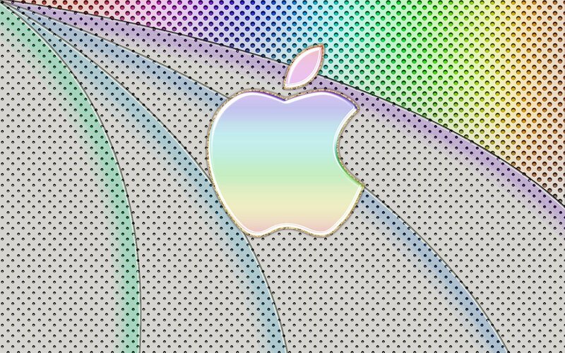 Apple logo on perforated background