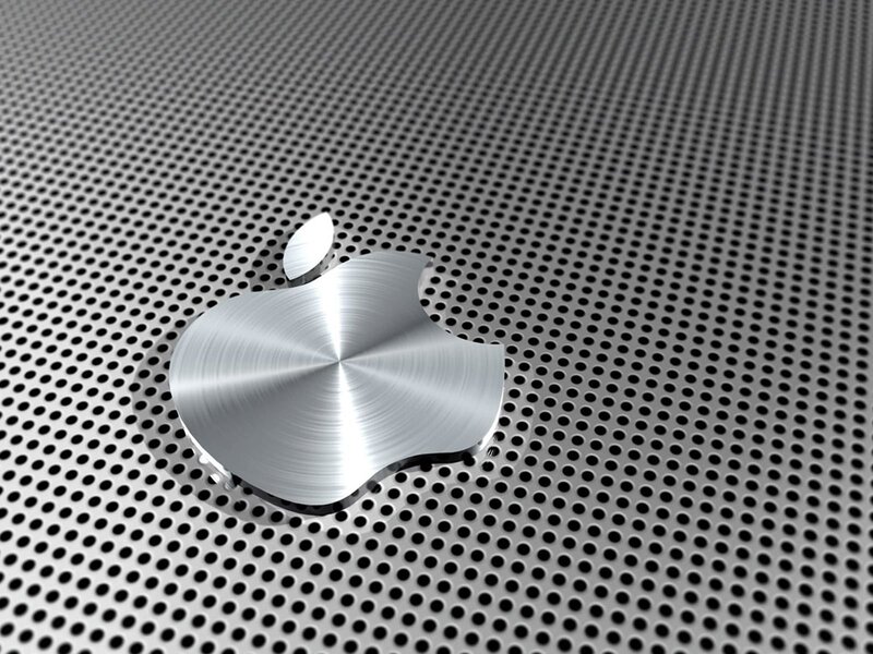 Apple logo on perforated metal